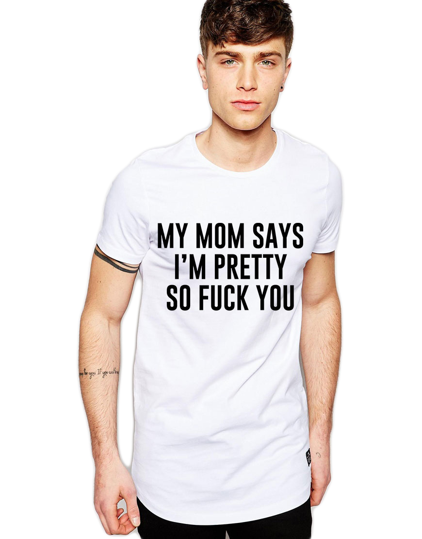 Oferte la Tricou alb barbati - My Mom Says