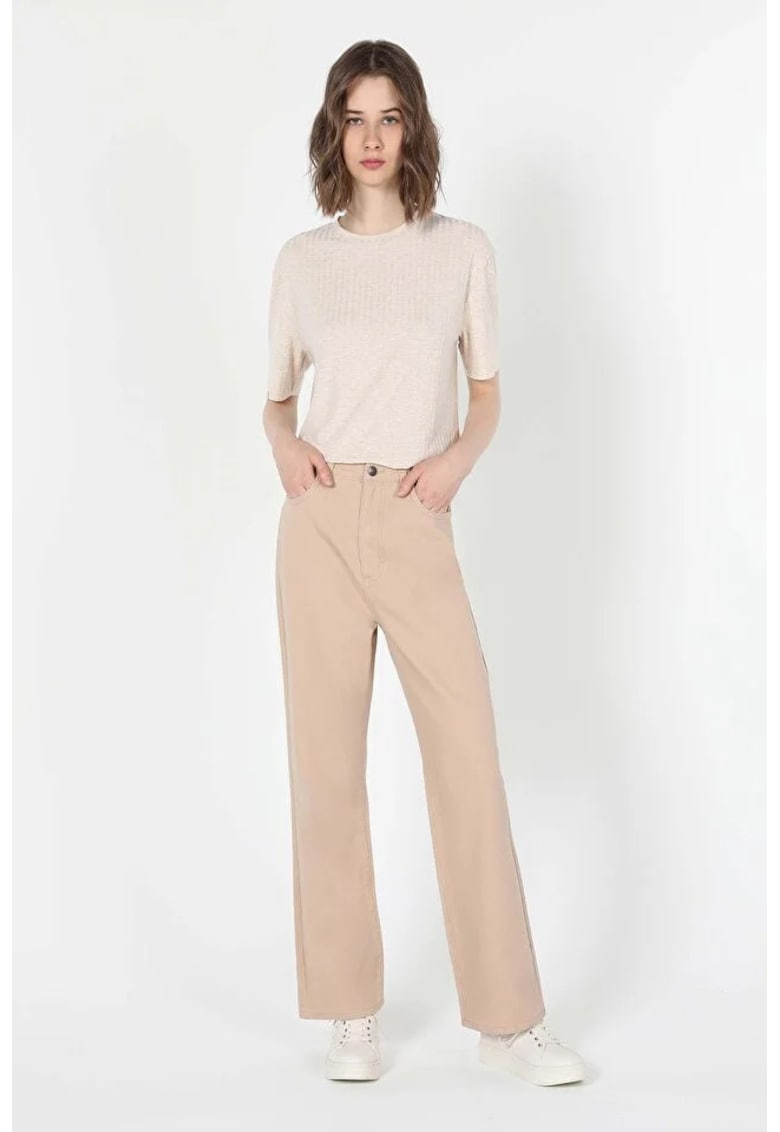 Pantaloni De Dama Ecru Regular Fit CL1060734 - Ecru