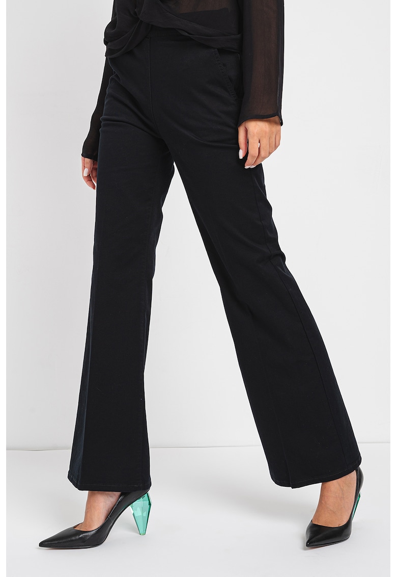 Pantaloni bootcut cu talie inalta - Negru