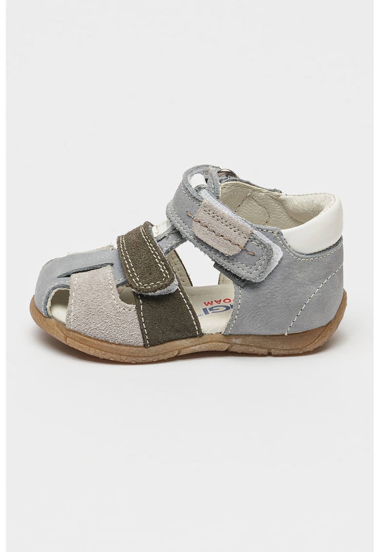 Sandale fisherman din piele intoarsa - Gri deschis