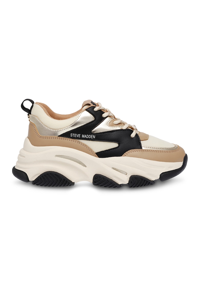 Pantofi sport cu aspect masiv Progressive - Negru/Maro camel/Crem