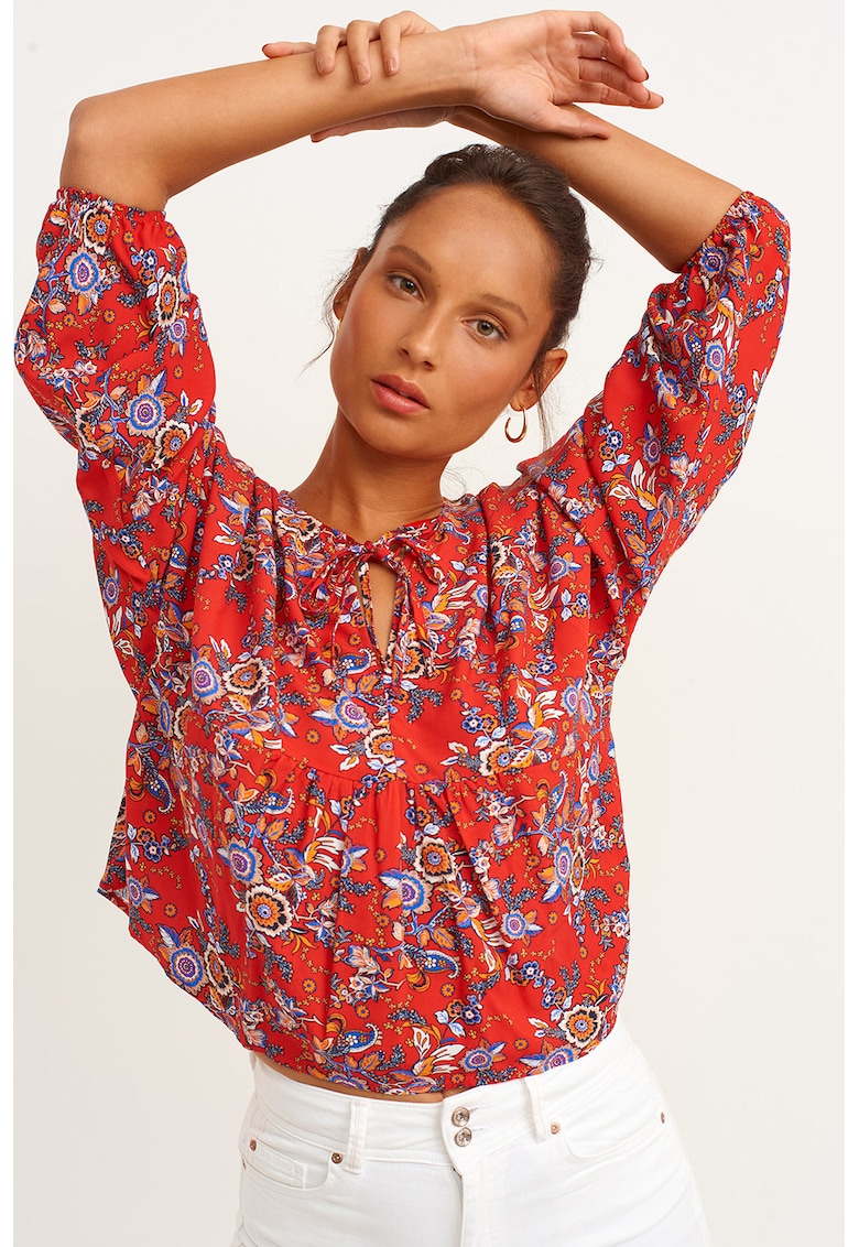 Bluza cu maneci 3/4 - Portocaliu/Rosu vermillion/Albastru