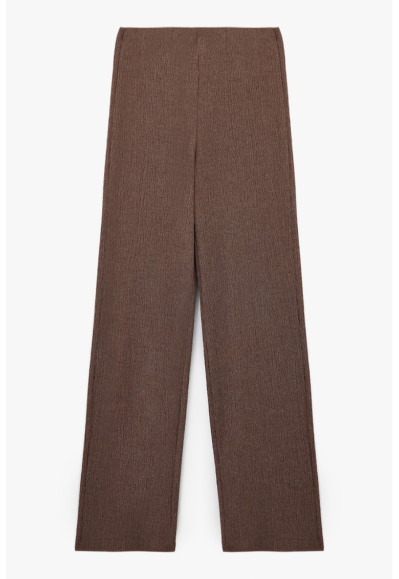 Pantaloni drepti texturati - Maro