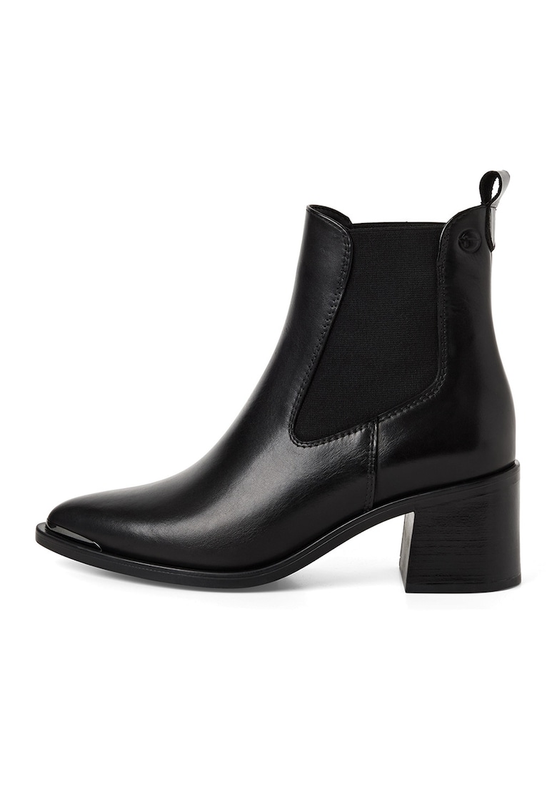 Botine Chelsea de piele intoarsa cu toc masiv - Negru
