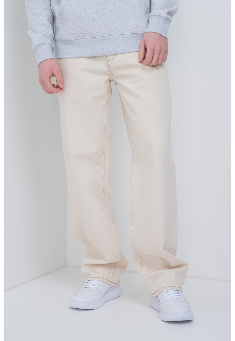 Blugi relaxed fit cu talie medie - Bej deschis