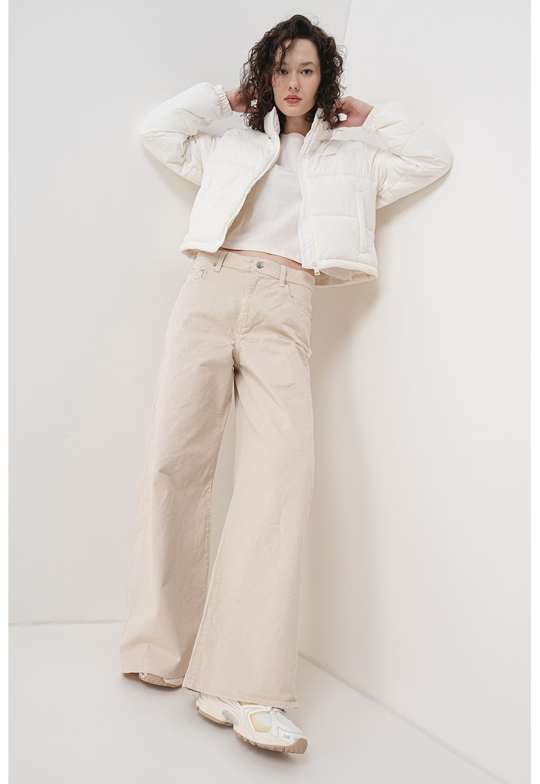 Jacheta bufanta crop cu guler - Alb fildes