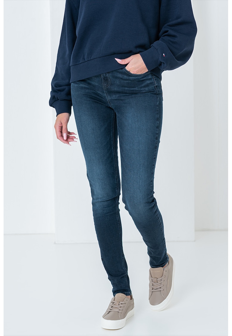 Blugi skinny cu talie inalta Nora - Bleumarin