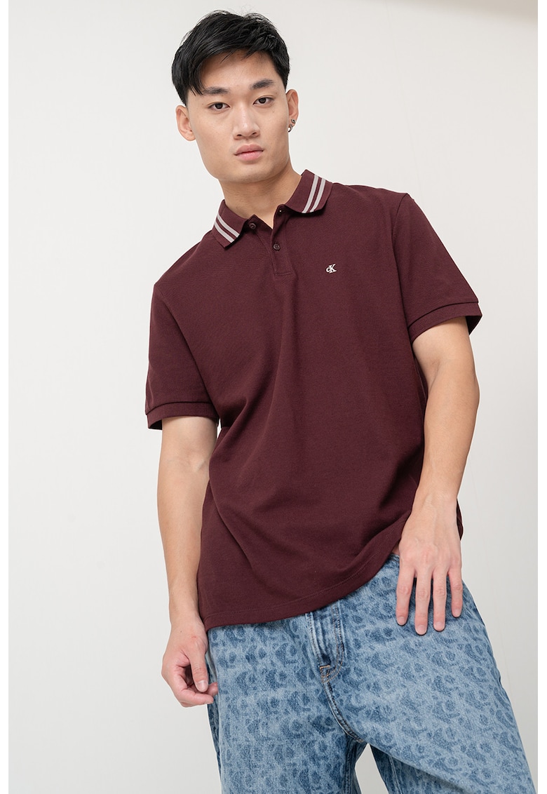 Tricou polo din bumbac - Violet pruna