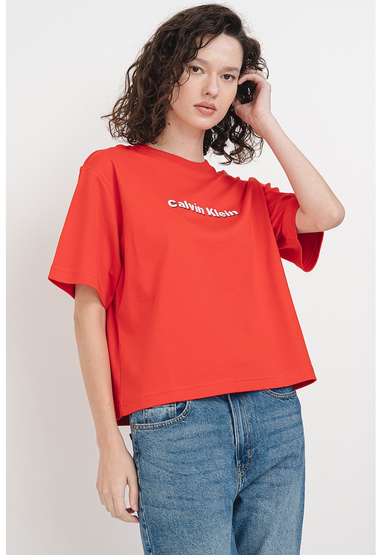 Tricou din bumbac cu broderie - Rosu