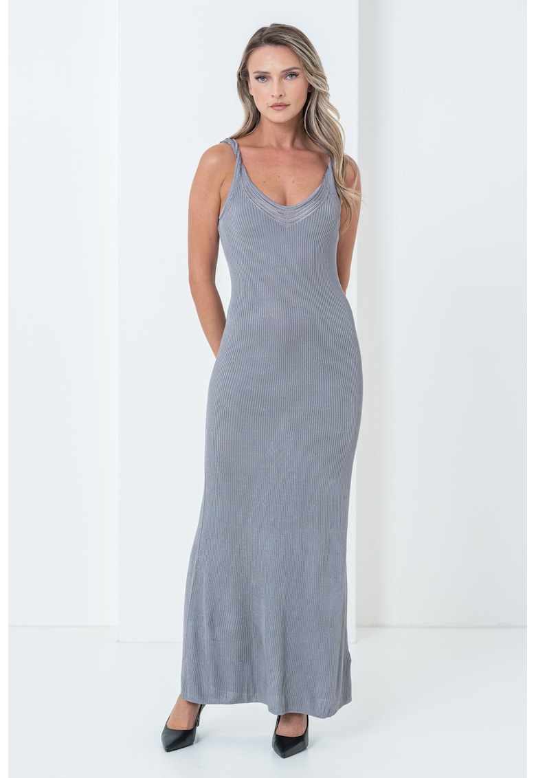 Rochie maxi tricotata - Gri inchis
