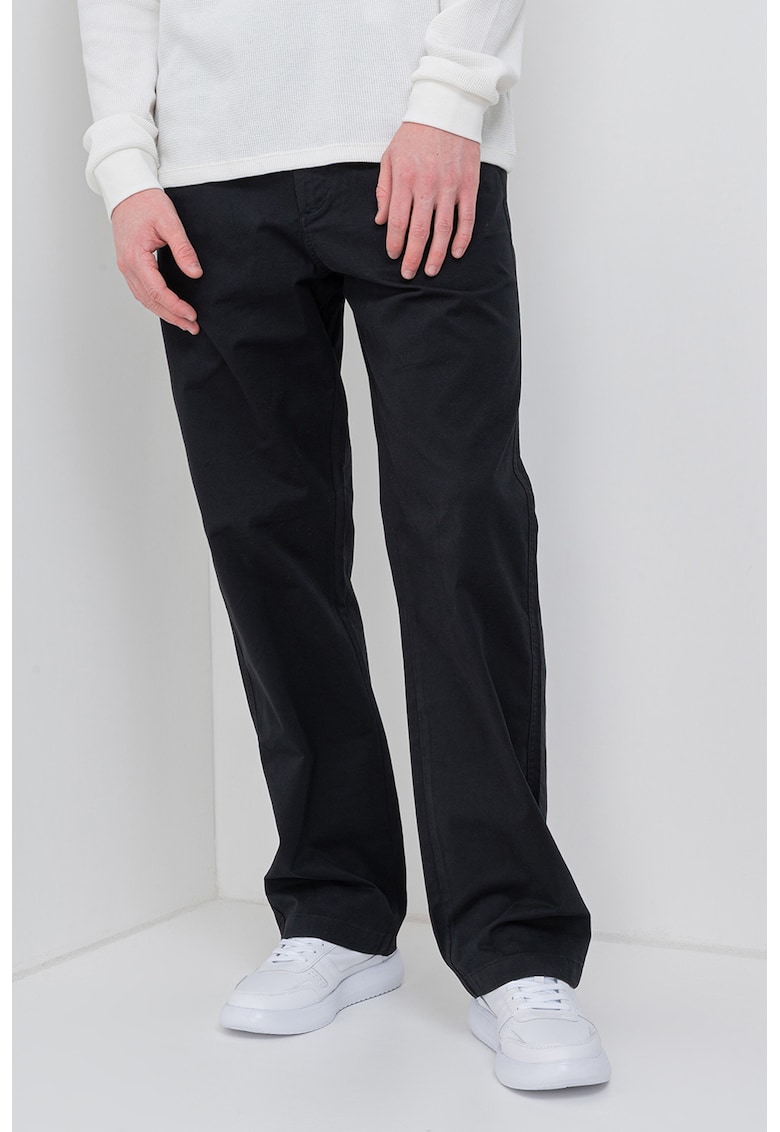 Pantaloni cu croiala dreapta si buzunare oblice laterale - Negru