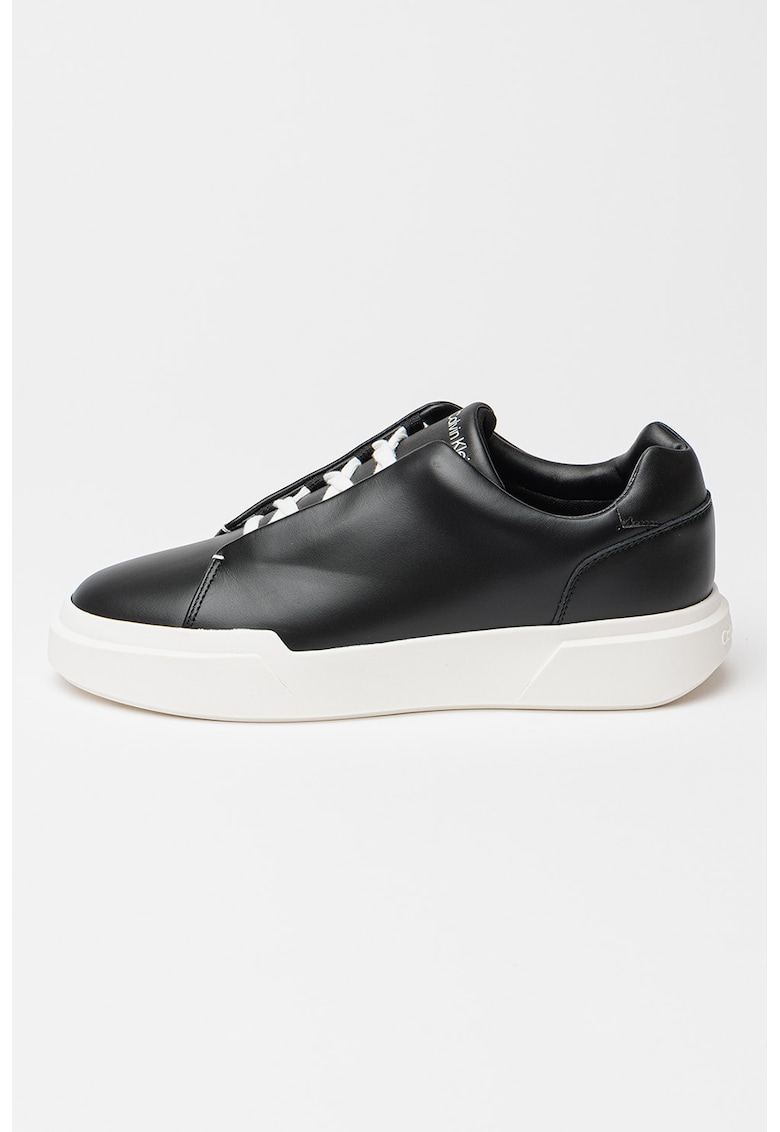 Pantofi sport wedge din piele - Negru/Alb murdar