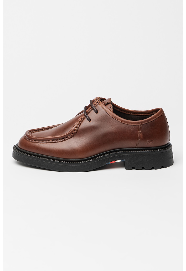 Pantofi din piele cu logo discret - Caramel