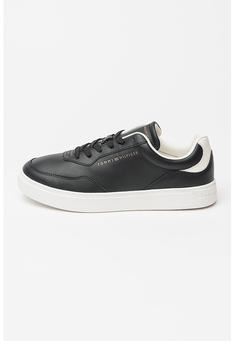 Pantofi sport din piele cu talpa cupsole Casual - Negru/Alb murdar