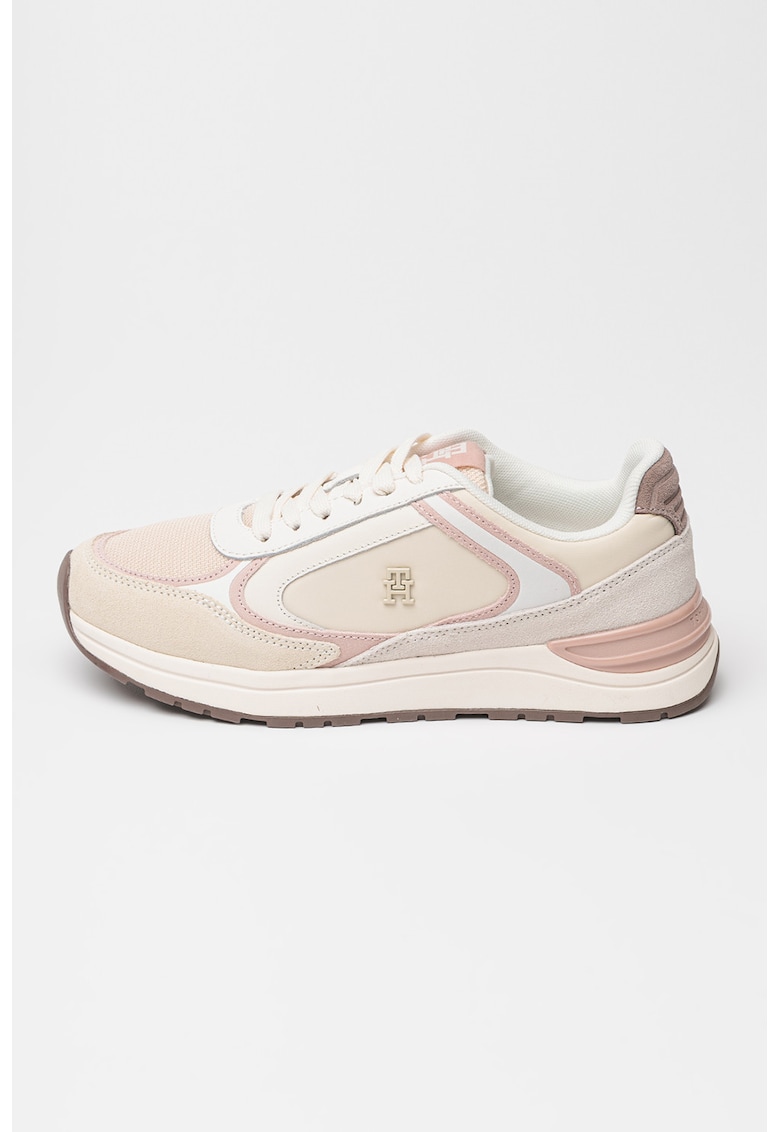 Pantofi sport flatform din piele intoarsa Fashion Runner Mix - Roz prafuit/Bej deschis