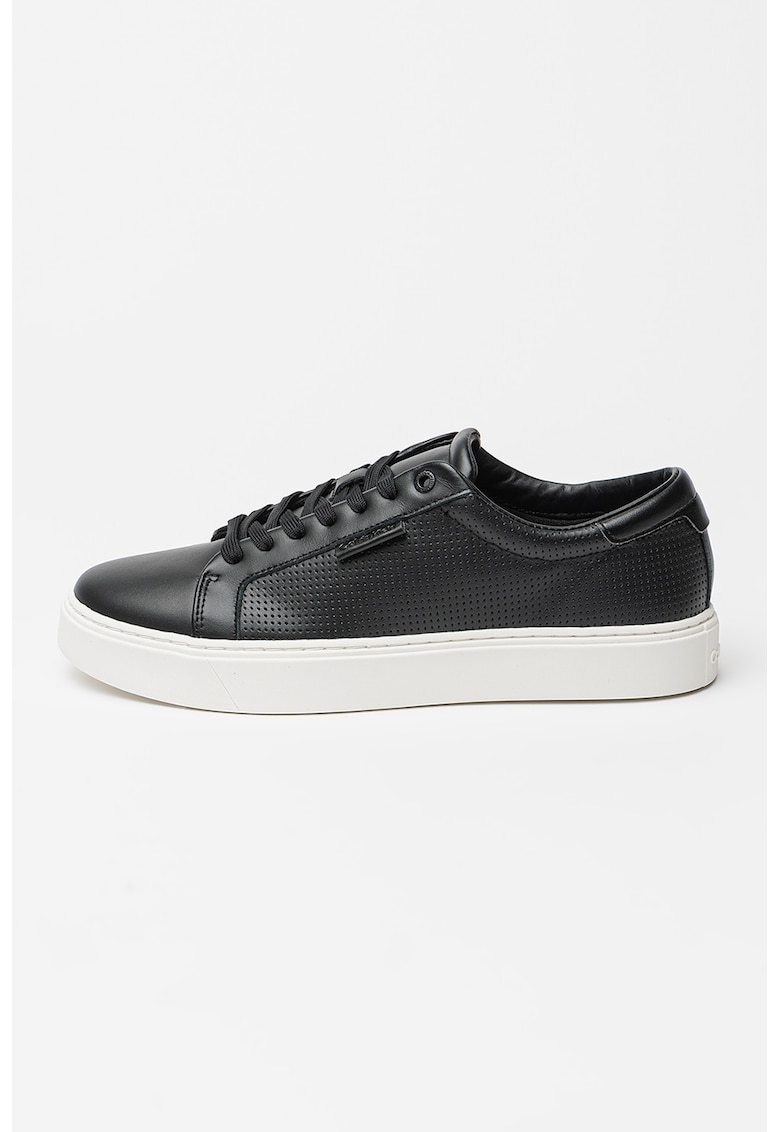 Pantofi sport low-cut din piele - Negru/Alb optic