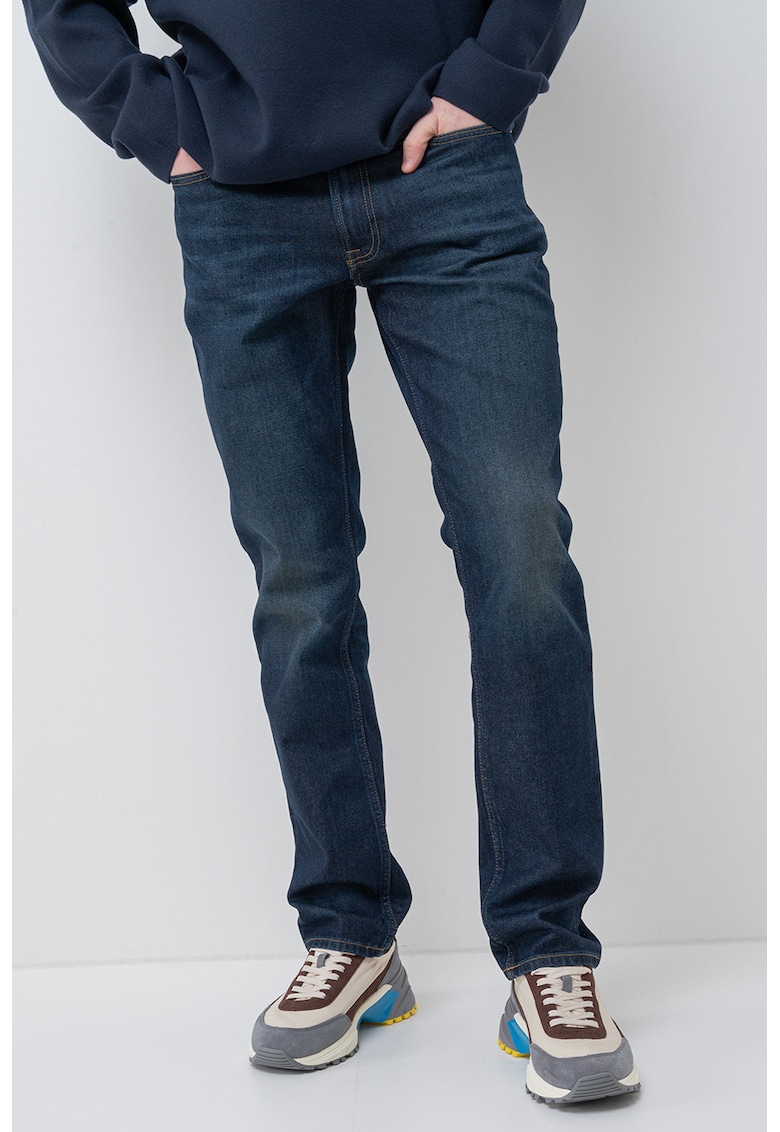Blugi regular fit cu talie joasa - Bleumarin