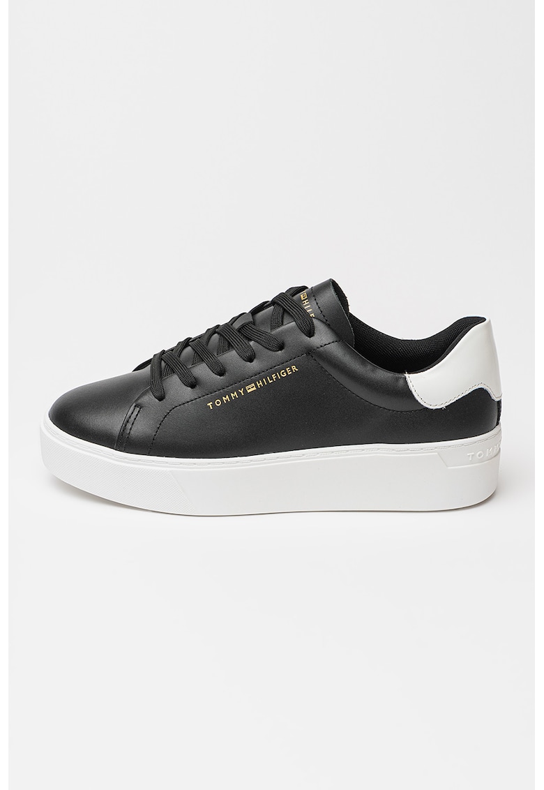 Pantofi sport flatform din piele Chic - Negru/Alb optic
