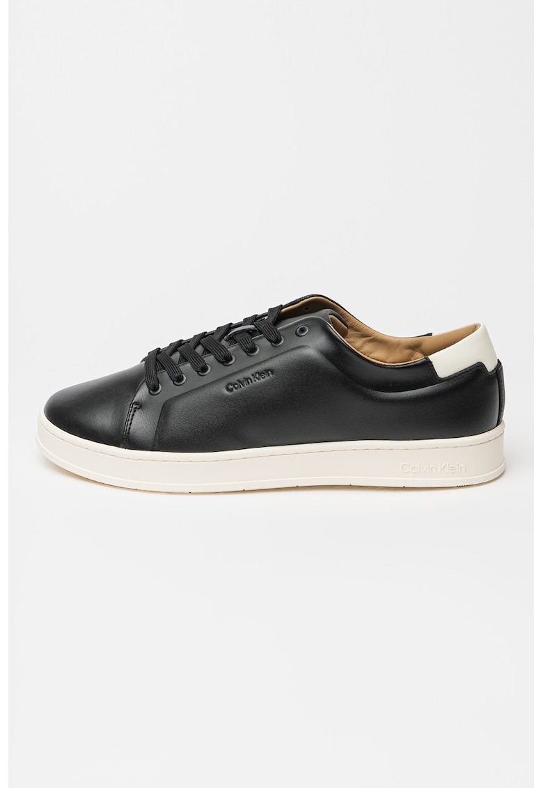 Pantofi sport din piele cu sireturi - Negru/Alb murdar