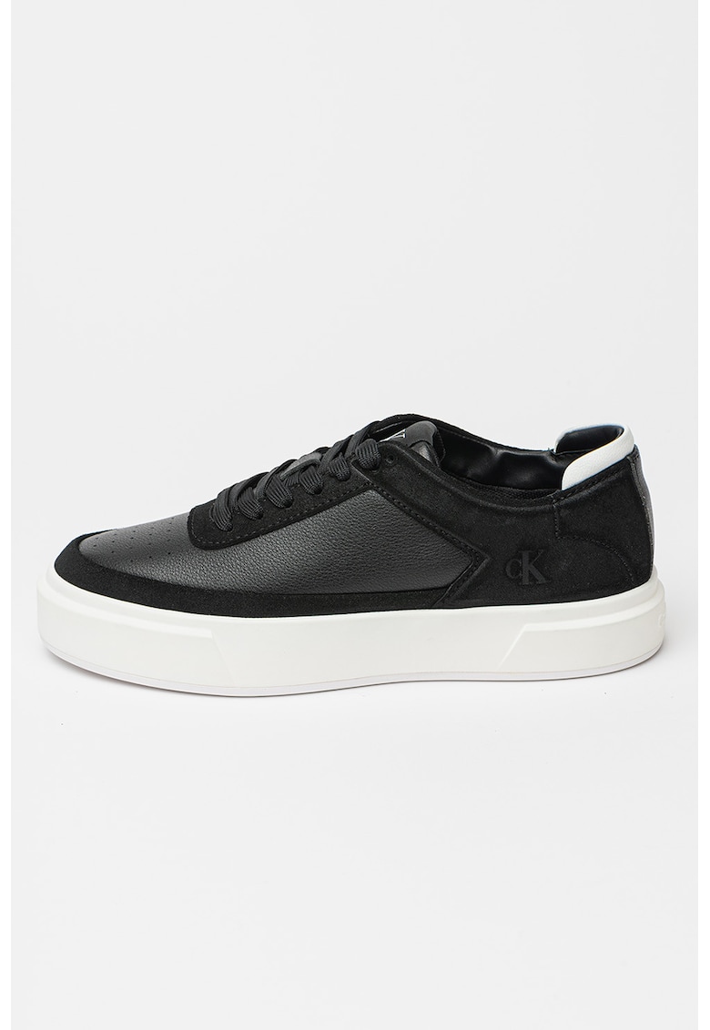 Pantofi sport flatform din piele cu logo - Negru/Alb optic
