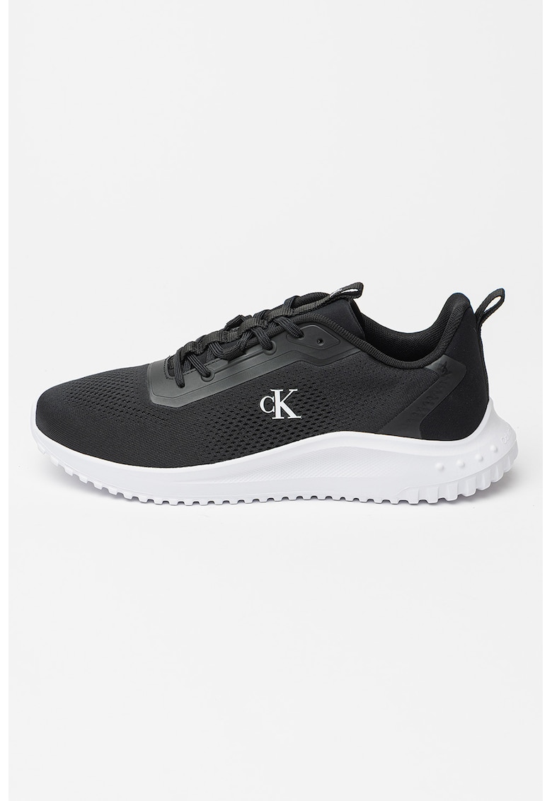Pantofi sport low-cut din material textil - Negru/Alb optic
