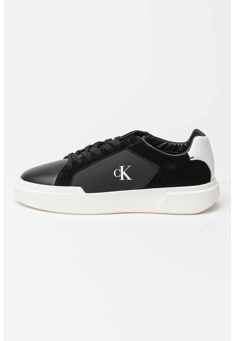 Pantofi sport din piele intoarsa si material textil cu logo si aspect masiv - Negru/Alb murdar