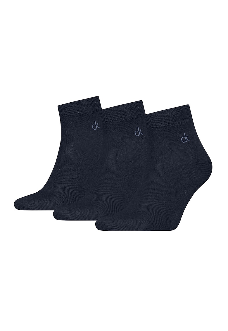 Set de sosete scurte cu logo - 3 perechi - Albastru ultramarin
