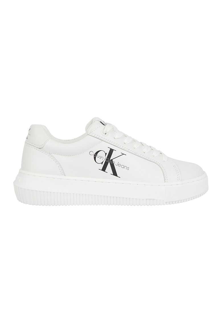 Pantofi sport din piele cu logo - Alb murdar