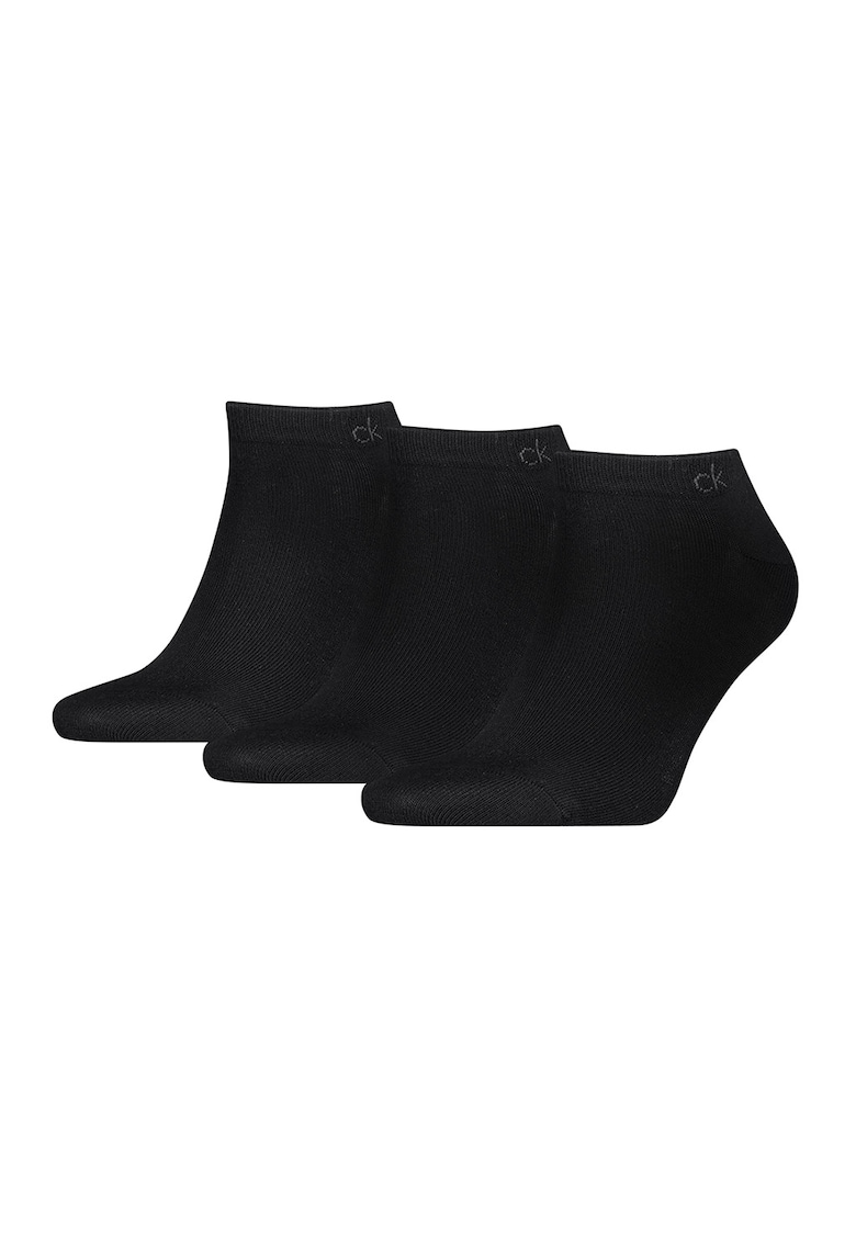 Set de sosete pana la glezna cu model uni - 3 perechi - Negru