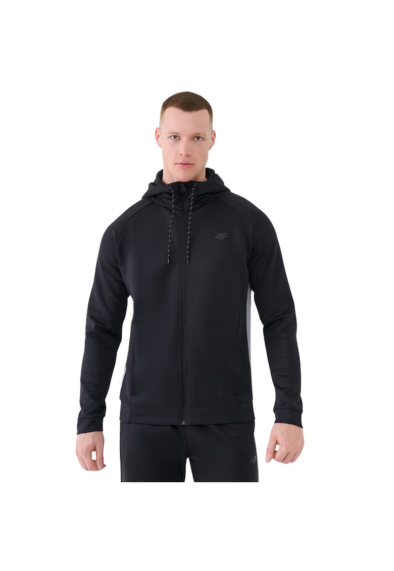 Hanorac sport barbati  M513 - negru intens - material elastic - cu gluga