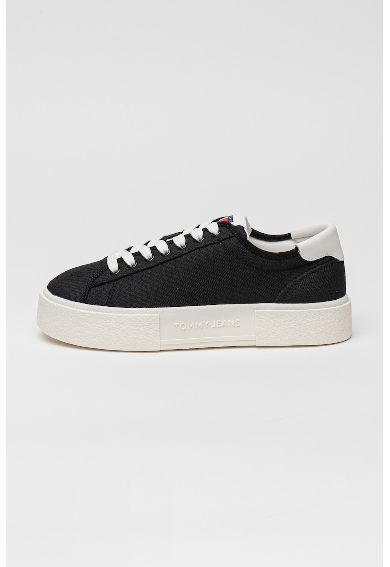Pantofi sport flatform din panza - Negru