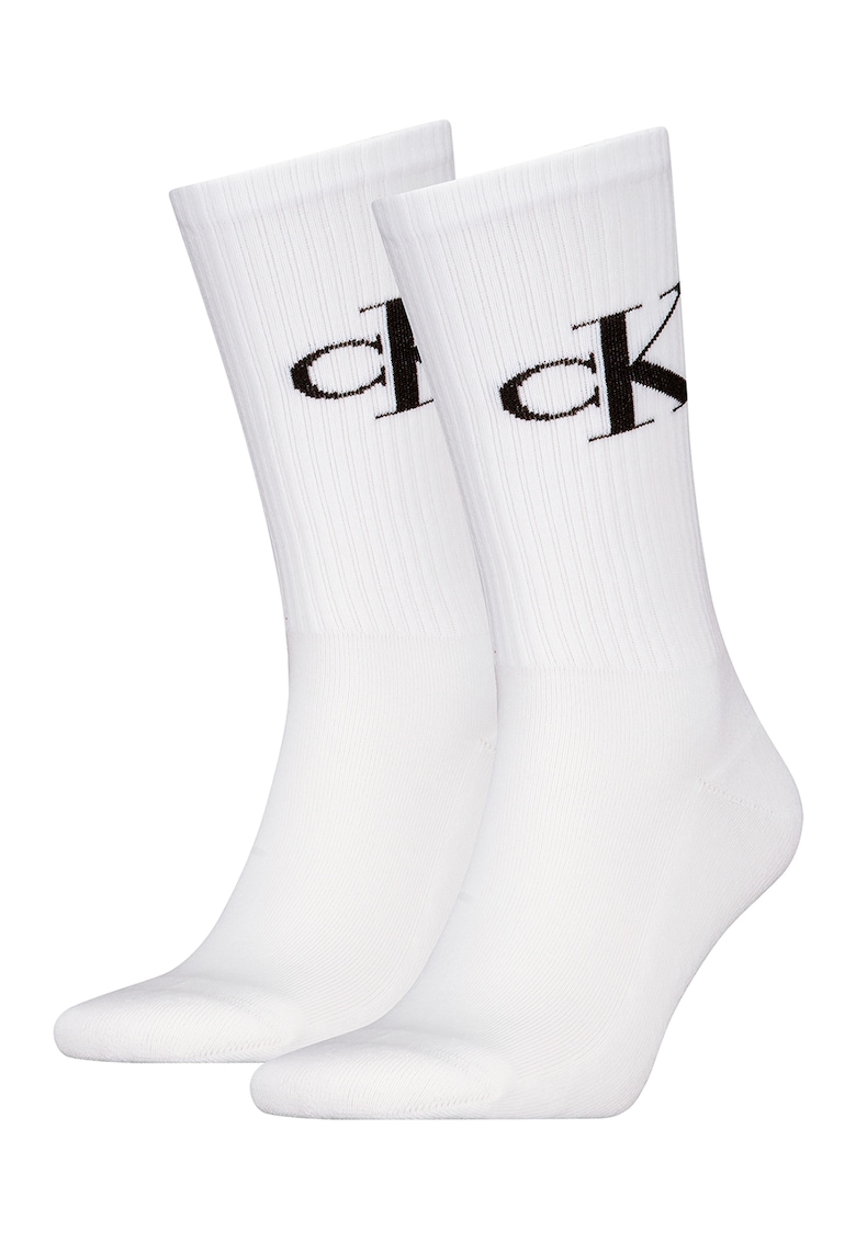 Set de sosete lungi cu logo - 2 perechi - Alb/Negru