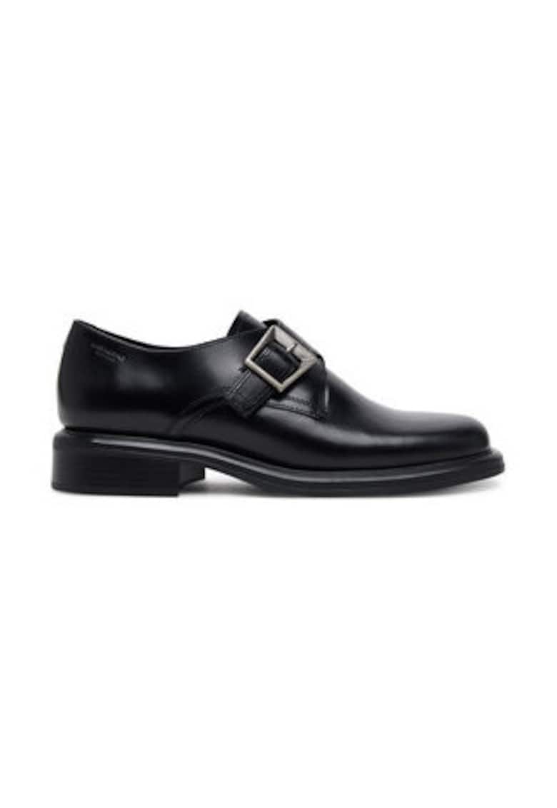 Pantofi dama -  piele naturala - negru - inchidere cu catarama