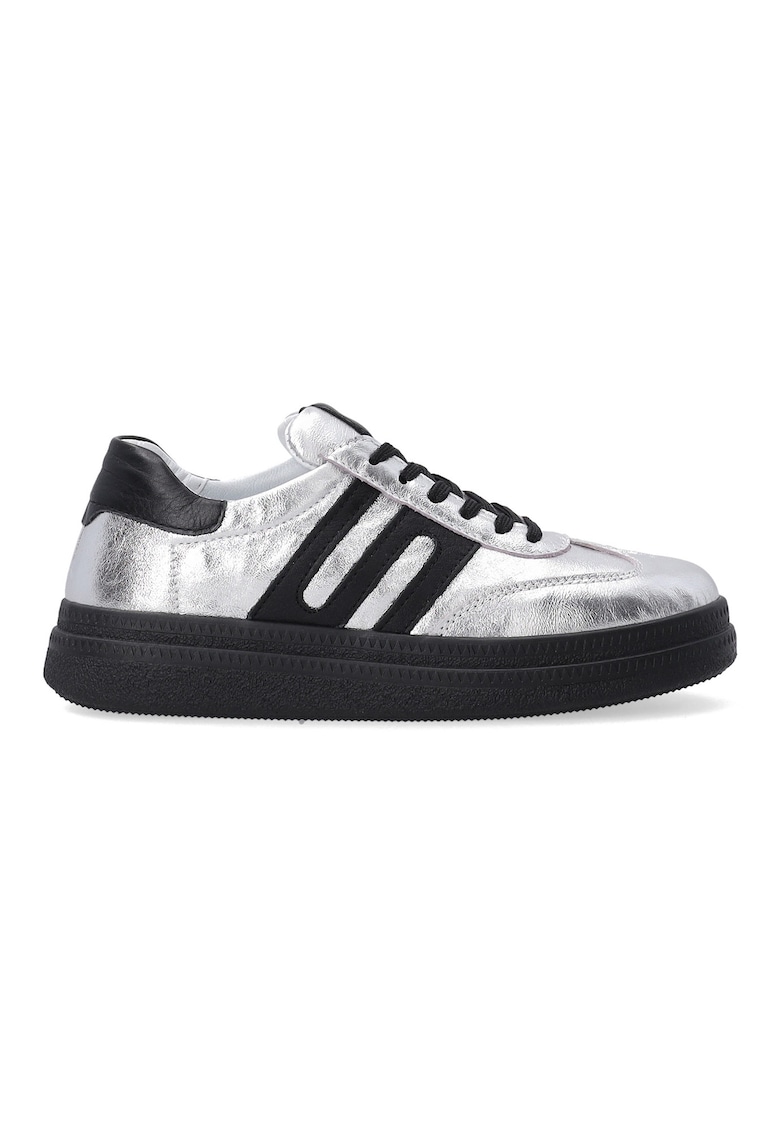 Pantofi sport din piele naturala cu aspect metalizat