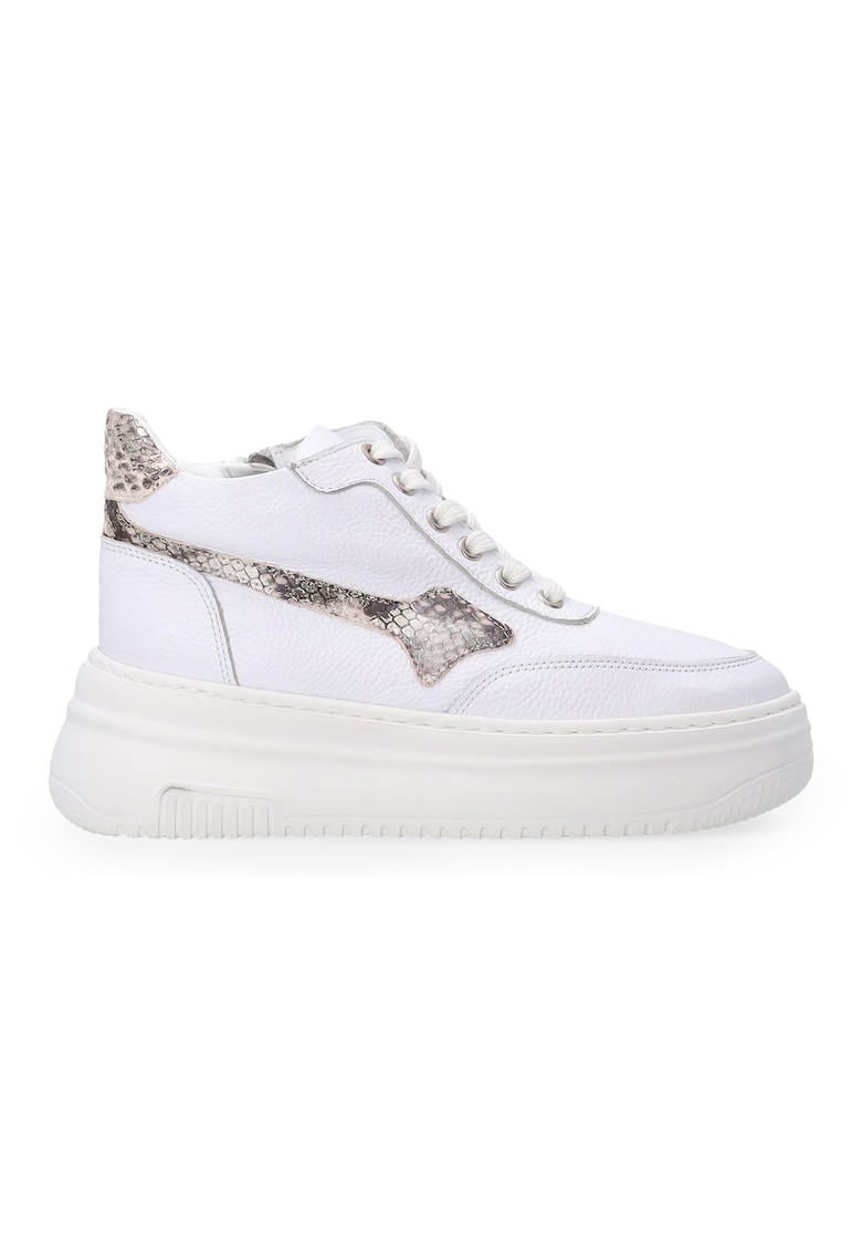 Pantofi sport din piele naturala neteda cu talpa wedge