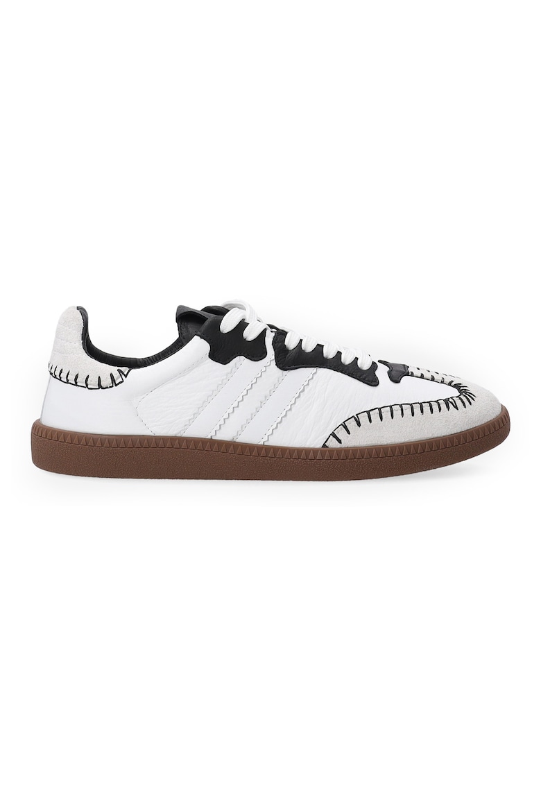 Pantofi sport din piele cu cusaturi contrastante - Alb