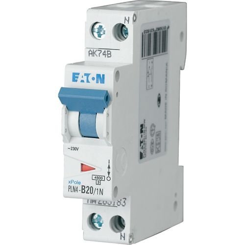 Intrerupator Automat MCB Eaton 501052 Moeller HLN-B20/1N, 20A, curba B, 1P+N, 4.5 kA, 1 Modul