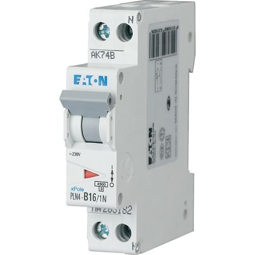 Intrerupator automat MCB Eaton 501051 Moeller HLN-B16/1N, 16A, curba B, 1P+N, 4.5 kA, 1 Modul