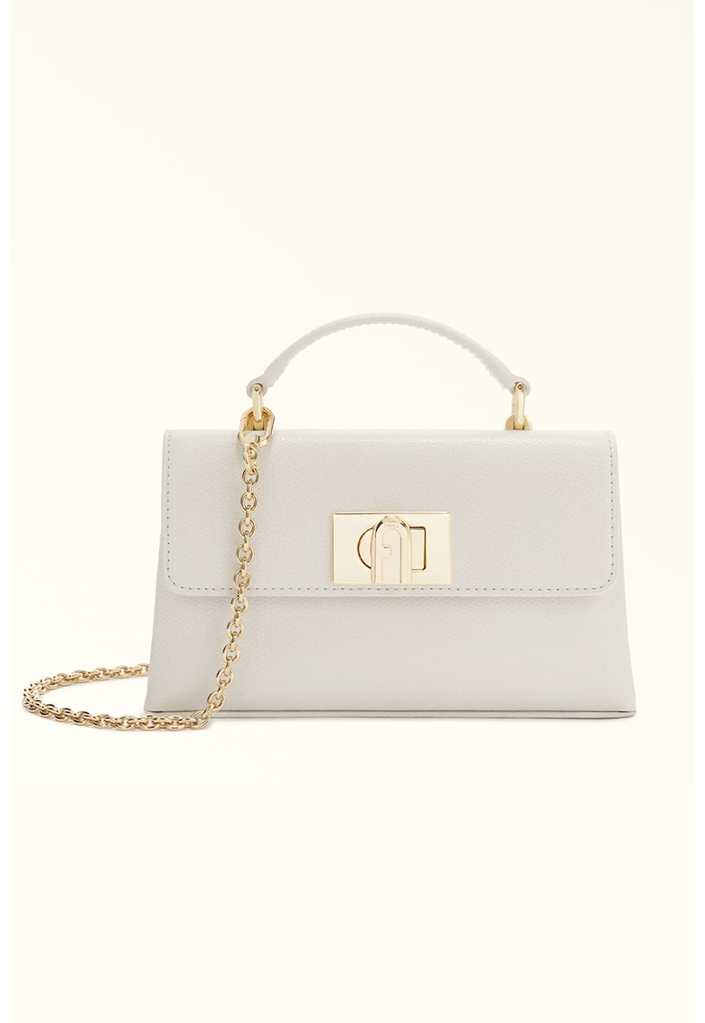 Geanta crossbody din piele cu bareta din lant si clapa 1927 - Albastru pastel