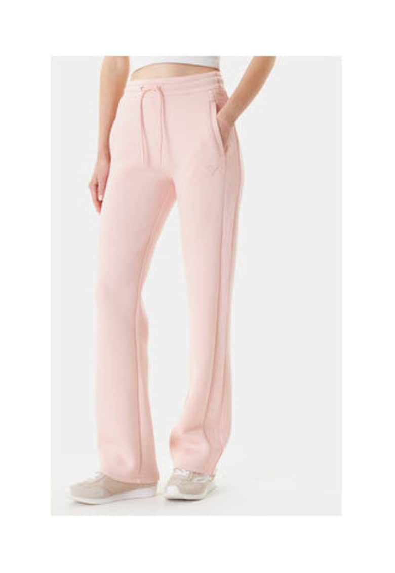 Pantaloni de trening din amestec de viscoza cu talie inalta elastica si snur