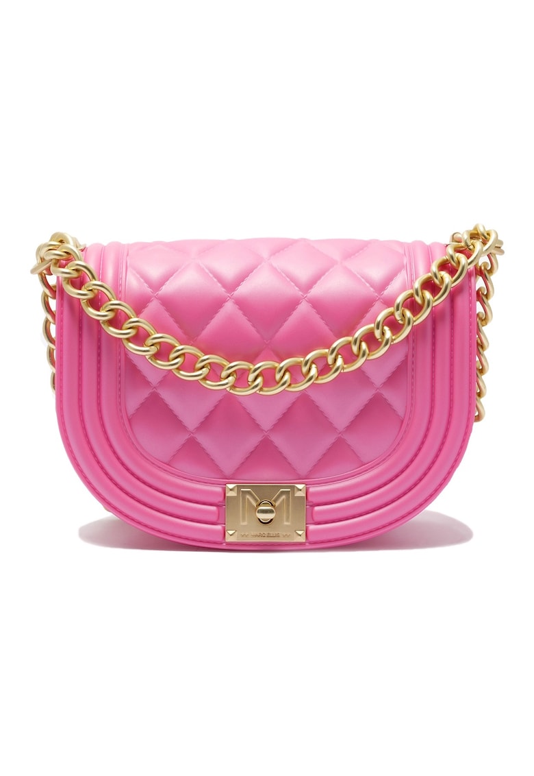 Geanta crossbody cu bareta din lant - Auriu/Roz inchis
