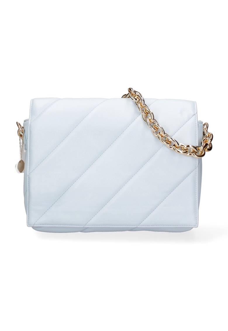 Geanta crossbody de piele ecologica cu bareta lant - Albastru deschis