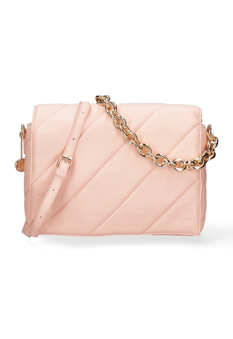 Geanta crossbody de piele ecologica cu bareta lant - Piersica