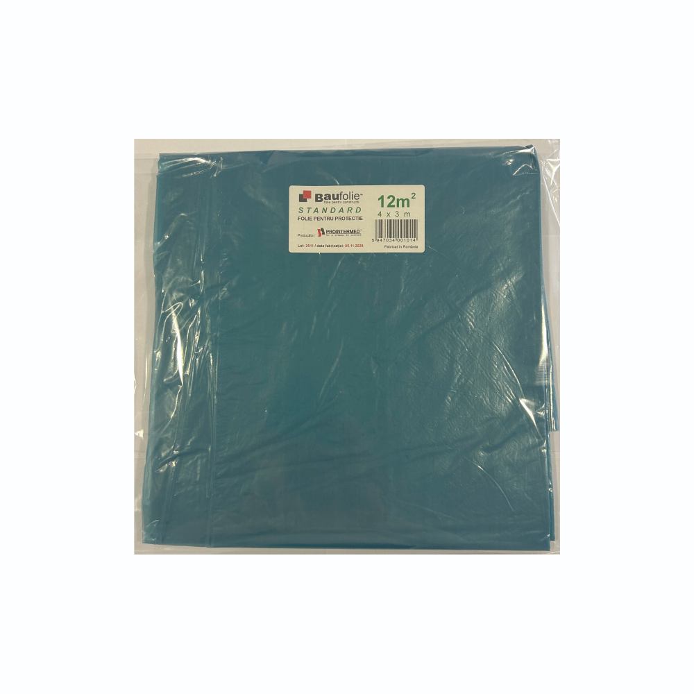 Folie standard pentru protectie Baufolie, polietilena reciclata, albastru, grosime 0.035 mm, 4 x 3 m