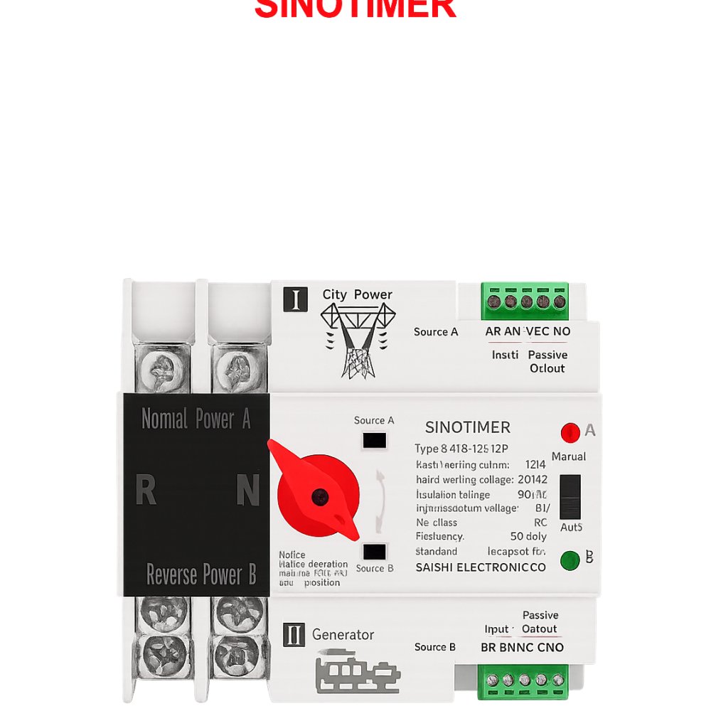 Comutator automat monofazat, SINOTIMER, ATS-125-2P, SMART SWITCH, 2P, 125A, alb ATS125-2P
