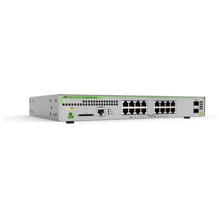 Allied Telesis AT-GS970M/28PS-50 AT-GS970M/28PS | 24 x 10/100/1000 Mbit/s | 4 x 10/100/1000 SFP | Full Management