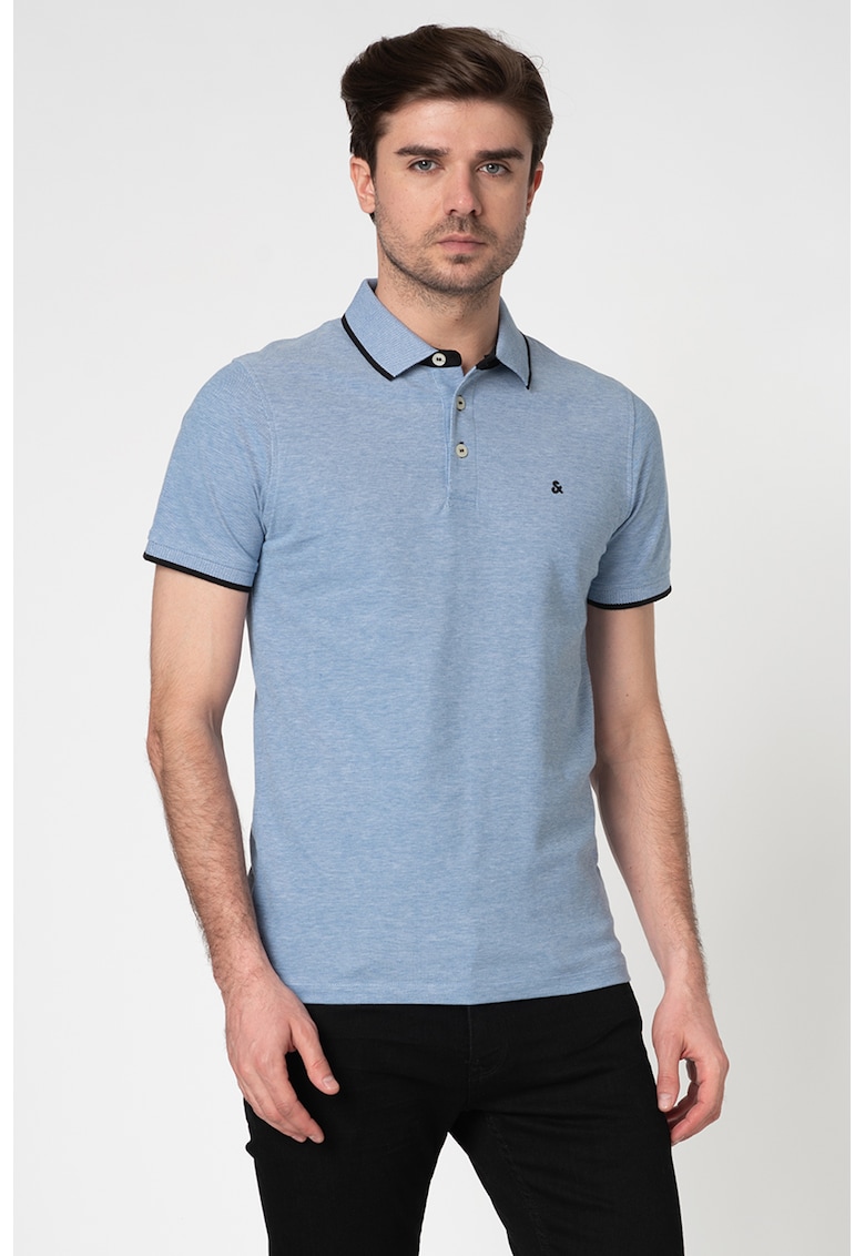 Tricou polo slim fit de bumbac organic Paulos - Albastru lavanda
