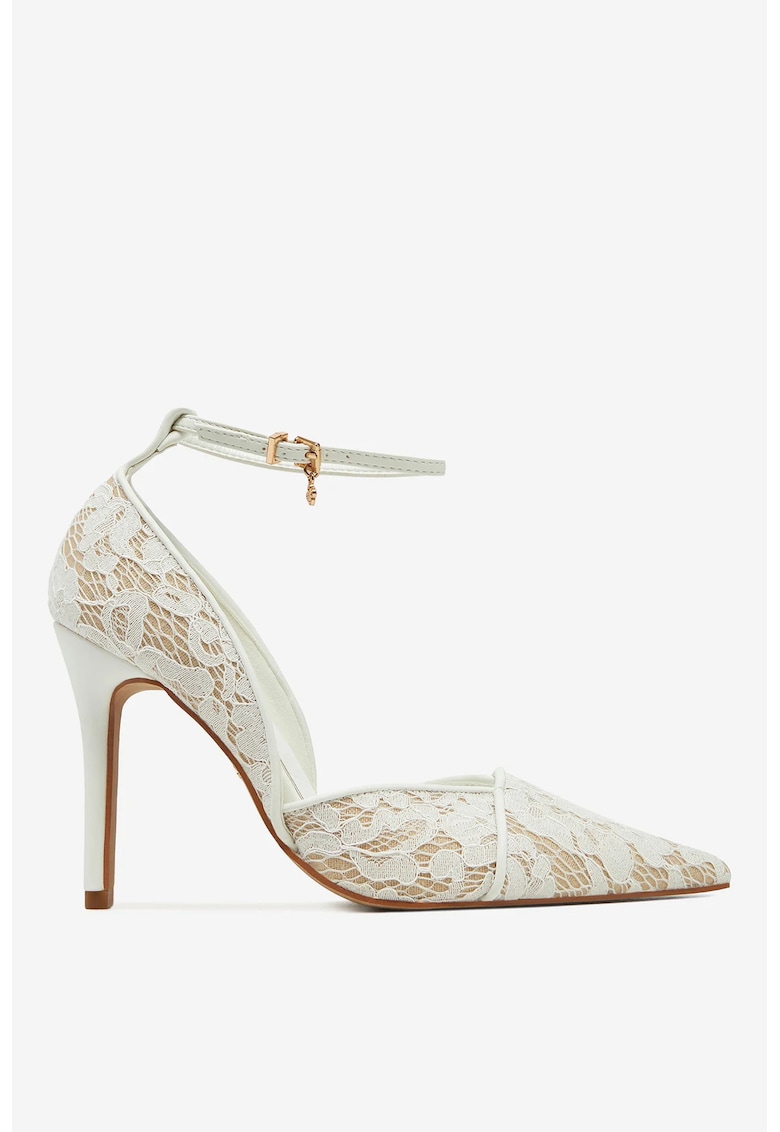 Pantofi  albi din textil - Alb