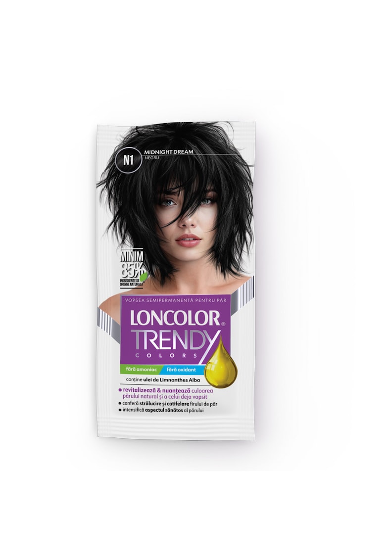 Vopsea de par semi-permanenta fara amoniac  Trendy Colors - 50 ml - N1