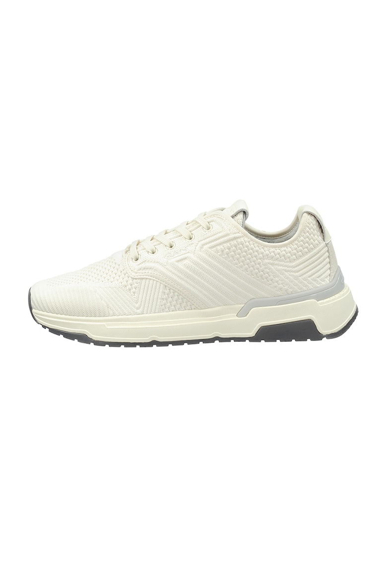 Pantofi sport low-cut de plasa cu aspect tricotat - Alb murdar